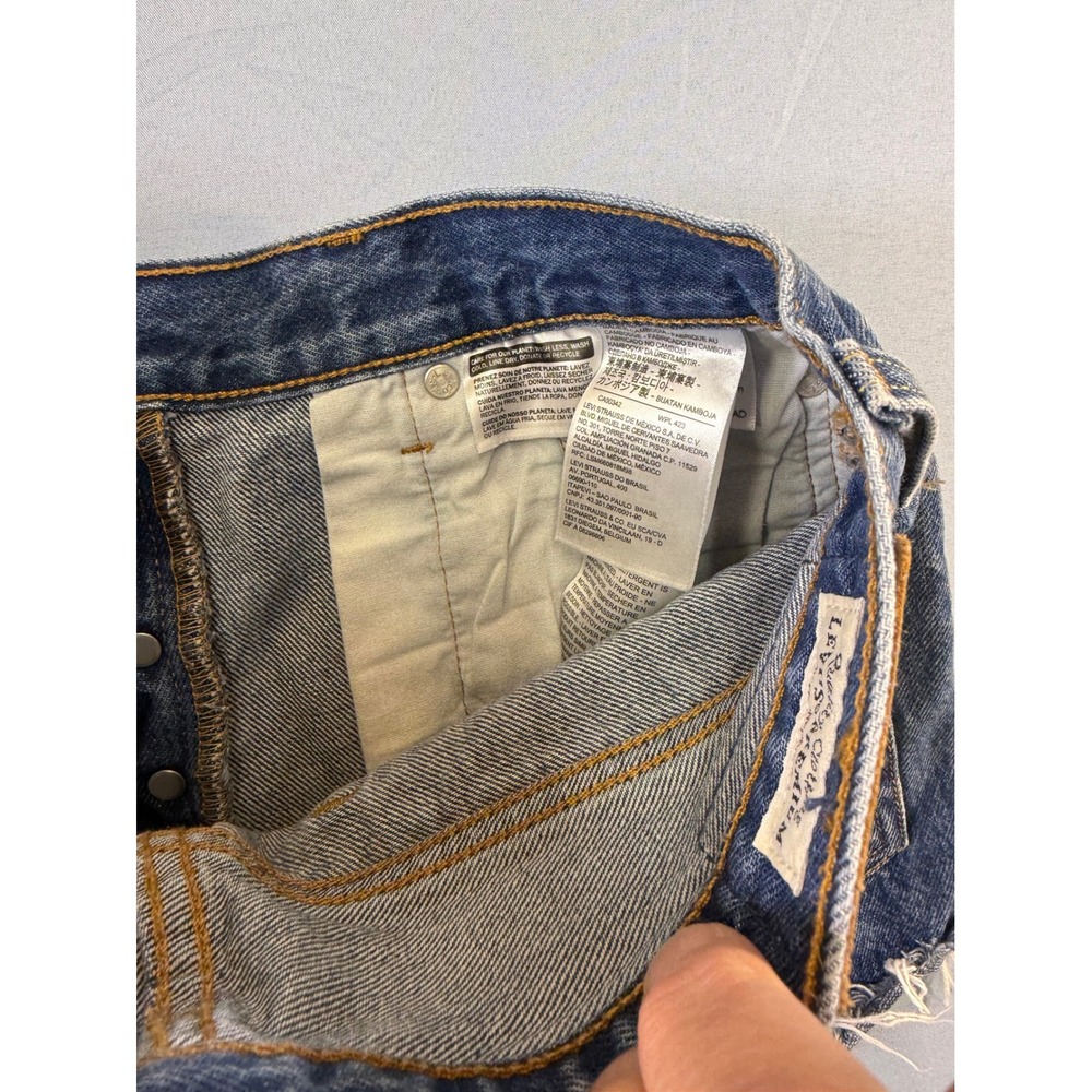 Levis Premium 501 Original Cut Off Denim Shorts Blue High Waisted W27 32317-0105 - Picture 6 of 14